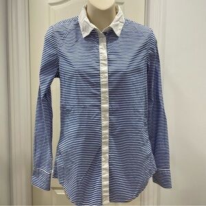 Tommy Hilfiger Women’s Striped Stretch Shirt Size S/P Classic Blue & White